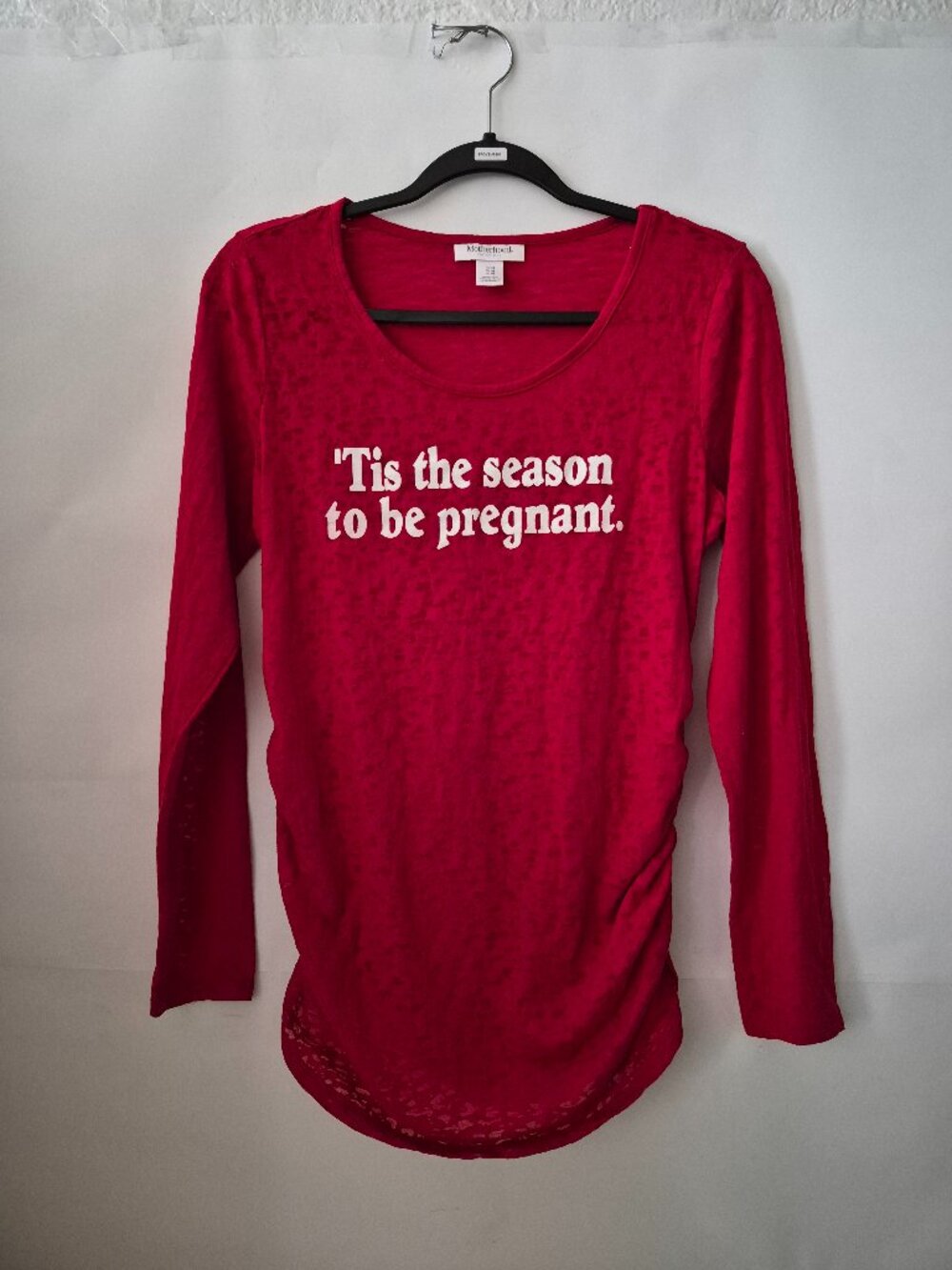 Motherhood Maternity Womens M Red Sheer Leopard Long Sleeve Holiday Top Shirt